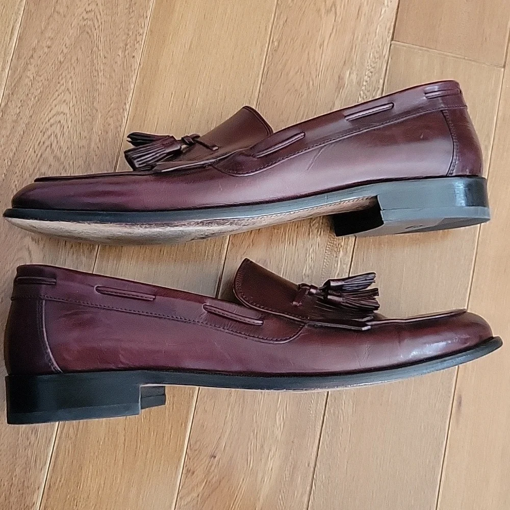 Johnston and Murphy Cellini Italian‎ Leather Tassel Loafers Reddish Brown 10.5